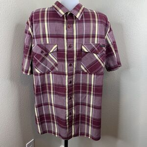 Oakley Plaid Red Button Up Front Shirt Short Sleeve Men’s Sz 2XL XXL Casual
